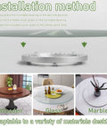 Installation method for Beefy Heavy Duty Aluminum Turntable Bearing 5 To 40 Inch Rotating Base on wood, glass, marble surfaces.