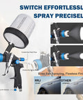 Pro Grade Hvlp Spray Gun With Four Precision Nozzles And Dual Cup Kit For Automotive Or Furniture Work delivers precise paint control.