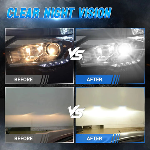 Comparison of HID Xenon Headlight Ballast Replacement for Escalade BMW E60 Town And Country showing increased brightness before and after install