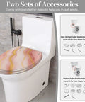 Elongated Toilet Seat Quiet Soft Close Bathroom with pink marble design and installation accessories for easy setup.