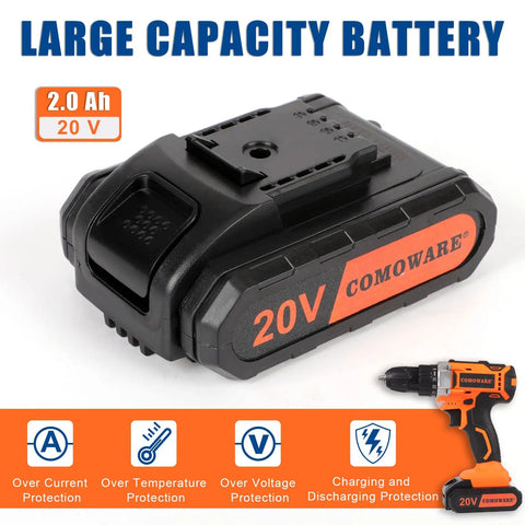 120 Piece Cordless Home Tool Kit With 20V Drill 2.0Ah Battery And Charger 25 Plus 1 Clutch DIY Home Repair Kit For Wood Metal Screws And Nut Turning Great For Garden Office And Household Projects