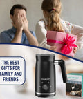 4 In 1 Electric Milk Frother And Steamer With Large Capacity For Hot Or Cold Foam, gift idea for family with a person holding a present