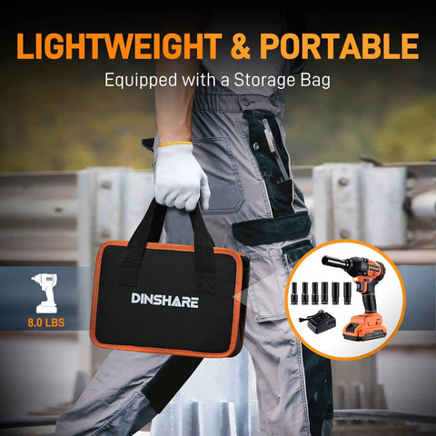 Person holding storage bag for Beefy 20V Brushless Impact Wrench Kit With 1/2-Inch Drive, High Torque Up To 250 Ft-Lbs, 2600 RPM
