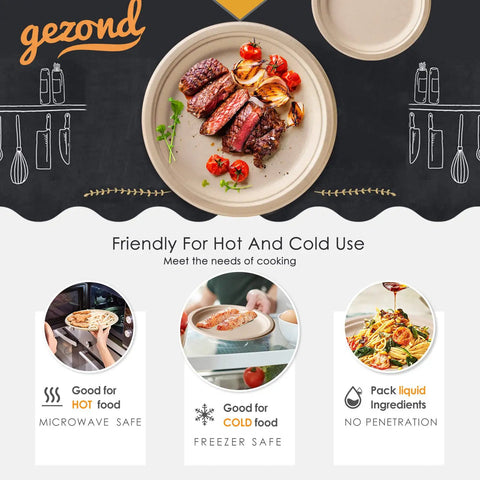 Eco Friendly Sugarcane Disposable Dinnerware Set with meal displayed on compostable plate for hot and cold use
