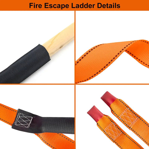 Detailed view of the Fire Escape Rope Ladder Sixteen Point Four Feet Emergency Ladder For Two To Three Story Homes Beefy Heavy Duty Safety