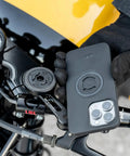 Charging Anti Vibration Module SPC Plus For Smartphones Enhanced Damping Secure Fit And Reliable Power On The Go Includes M5x16mm Screw For Easy Install And SPC Plus System Upgrade mounted on motorcycle handlebar