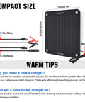 10W Solar Car Battery Charger Maintainer 12V Waterproof Portable Trickle Charger dimensions with compact size details