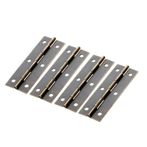 Old School Antique Bronze Wood Box Hinge Set for Small Cabinets and Drawer Doors, 60x20mm, 4 pieces, Rustic Retro Style