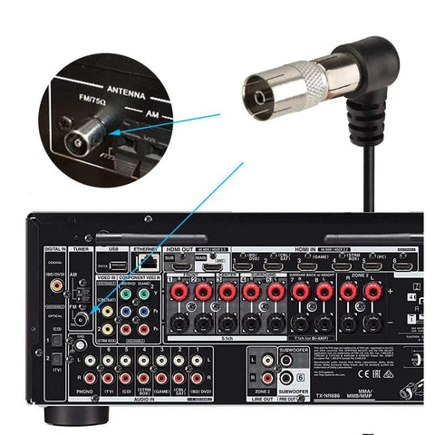 FM Antenna 75 Ohm Indoor Universal Connector Adapter For Home Theater Receivers And Stereo Systems Connected