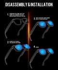 Disassembly installation guide for polarized replacement lenses for Ray-Ban Meta Wayfarer 50mm smart glasses.