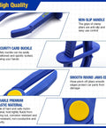 Front view of Evertools 6-piece hose pinch clamp pliers set with blue handles and Oxford tool bag.