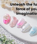 HEMA Free Gel Polish Kit Two Pack 18 Ml Light Pink And Hot Pink with Chrome nail powder showcasing nail art on white background.