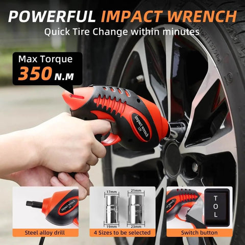 Using 5 Ton 12V Electric Car Jack Kit With Built In Impact Wrench And Tire Inflator Pump for car tire change