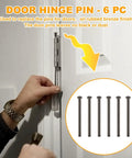 Person installing Six 3.5 Inch Indoor Door Hinge Pins Replacement Set For Interior Doors Heavy Duty Steel Black Finish Compatible With Oil Rubbed Bronze Hinges