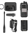 RT3S DMR Radio Dual Band Two Way Ham Radio With Cable OpenGD77 Support, charger, antenna, belt clip, and power adapter.