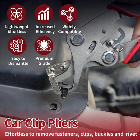 Heavy Duty Car Clip Pliers 2 Pack Set Auto Trim Removal Tool shown removing plastic trim clip