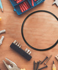 Need A Fresh Start For Broken Sealers With This Heavy Duty 2 Pack Black Rubber Drive Belt on wooden table with tools.