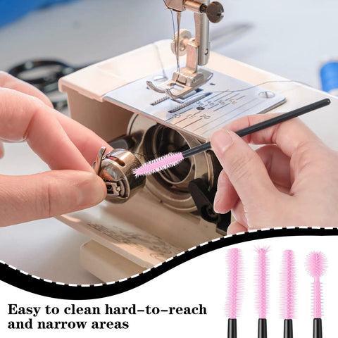 60 Piece Tiny Cleaning Brush Set For Small Gaps And Delicate Surfaces With Soft Silicone Bristles, 4 Styles Selected For Sewing Machines, Computer Keyboards And More, Safe Lint And Dust Removal In Tight Crevices on sewing machine bobbin area
