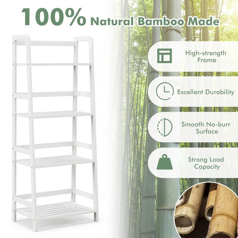Top Notch Four Tier Bamboo Ladder Shelf Game Changer Plant Stand And Bulk Storage Rack No Sweat Freestanding Organizer For Versatile Indoor Living Room Home Office Spaces