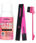 Lace Melting Spray For Glueless Wig Installs Stays Put Bonding Adhesive Wig Glue Spray with pink brush and black band