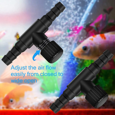 Aquarium Air Control Valve 30 Pack 2 Way T Shaped Flow Regulator for 4 mm Hose Tubing Connector Black Plastic with fish tank