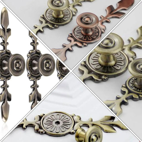 Vintage Nostalgia Door Handles Set For Cabinets And Drawers Antique Style Metal Pulls With Screws in zinc alloy and gold finish