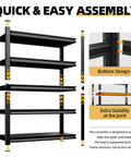 Heavy Duty Steel Garage Shelving Unit 48 Inch Wide Five Shelf Storage Rack Ideal For Tools Bins And Heavy Equipment with boltless design