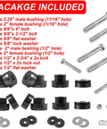 Beefed Up Billet Aluminum Body Mount Bushings Kit For Camaro Nova Chevy II 1968 1981 package contents with bolts and bushings