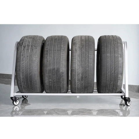 Built Tough Rolling Tire Rack For Garage With Smooth Glide Casters And Scratch Resistant Steel Frame Mobile Automotive Storage Cart For Home Gearheads And Transport Trailers