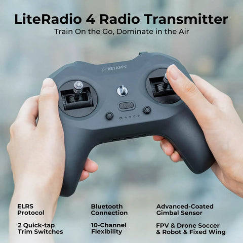 LiteRadio 4 10 Channel Radio Transmitter With Built In 2000mAh 1S Lipo Bluetooth Connection FPV Simulator Ready Tactile