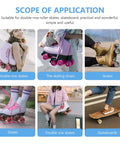 6 images showing usage of 4 Piece Luminous PU Roller Skate Wheels Set With LED Light For Outdoor Quad Skates in different settings