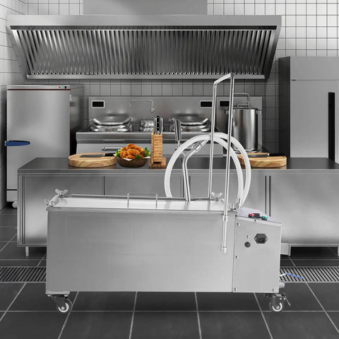 Heavy Duty Mobile Fryer Oil Filter Machine Featuring High Performance Pump Assembly Crafted For Commercial Kitchens And Street Carts Crushing Grease Like A Champ On The Daily in stainless steel.