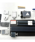 60W Mini Bench Electric Lathe Machine 12000 RPM All Metal Woodworking Tool parts layout on workbench for DIY projects.