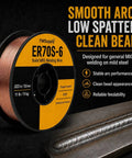 ER70S-6.023 Inch Copper Coated Solid MIG Welding Wire For GMAW, 11 Lb Spool shown with smooth arc and clean bead performance