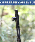 Close-up of the Beefy Five Section Tactical Hiking Stick With Adjustable Walking Staff Aircraft Aluminum 6061 T6 Build Knurled Slip Grip.