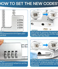 Instructions for setting the code on Adjustable 4-Digit Combination Cabinet Lock Padlock for Gym School Fences and Drawers.