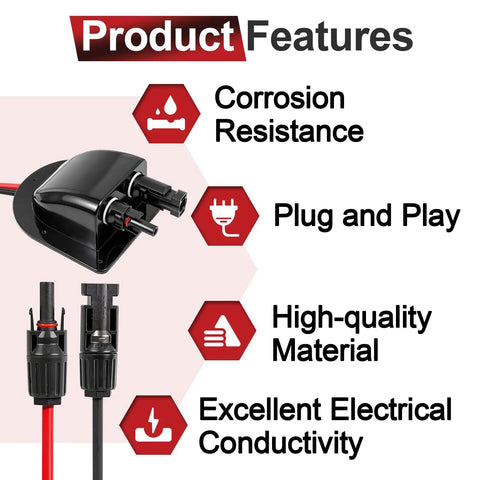 Cable Entry Gland Kit With 10Ft 10AWG Solar Extension Cable And MC4 Connectors features corrosion resistance and plug and play use