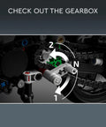 Close-up of the gearbox in the Ninja H2R Inspired Kawasaki Motorcycle Model Kit With Stand For Kids Ages 10 and Up Realistic Detail 1 8 Scale