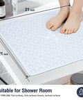 Square Shower Mat And Bathtub Grip Clear Non Slip Tub Floor Cover With Heavy Suction Nubs Locks You Down So You Can Chill Out Stress Free In Any Home Space, 21 x 21 inch, with feet on mat.