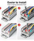 Top Shelf 100 Piece Push In Terminal Blocks For Smooth Screwless Wiring Featuring Heavy Duty PA66 Housing and Copper Contacts installation guide.