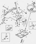Exploded view of steering sector gear 25 tooth pinion gear repair kit for John Deere L Series L110 L120 L130 lawn tractors.