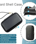 Solid Hard Travel Organizer For Your Slick Tech Stash Waterproof Carry Pouch with zipper and wrist strap, black PU leather, shockproof design.