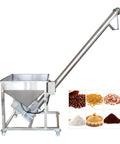 Stainless Steel Screw Conveyor With Vibrating Hopper For Powder Feeding, 4.5 Inch Inclined Auger Feeder, 110V 1100W Motor