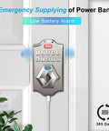 KS2 Fingerprint Keyless Entry Deadbolt With Keypad Smart Lock For Front Door installed, showing keypad and power bank connection.