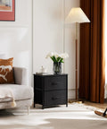 Nightstand With Two Fabric Drawers, Compact Bedside Table For Bedroom Or Dorm Room, 20 Inch Tall End Table With Ample Storage in room