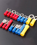 Get Your Wiring Done Right With This Massive 1200 Piece Assorted Insulated Crimp Terminals Set Featuring Ring Fork U-Type Spade And Butt Connectors For All Your Electrical Projects. Assorted insulated crimp terminals with red blue yellow sleeves