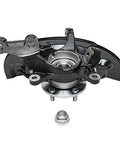 Front view of Front Two Piece Steering Knuckles With Wheel Bearing Hub Assembly For Toyota Camry 2012 2017 And Avalon 2013 2016 Replacement Drop In Ready Direct Fit OEM Style Durable Steel Upgrade For Front Suspension And Steering System.