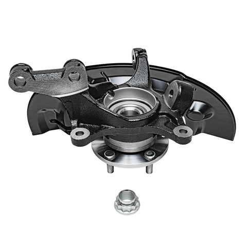 Front view of Front Two Piece Steering Knuckles With Wheel Bearing Hub Assembly For Toyota Camry 2012 2017 And Avalon 2013 2016 Replacement Drop In Ready Direct Fit OEM Style Durable Steel Upgrade For Front Suspension And Steering System.