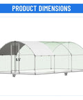 Diagram of Spacious Walk In Dome Roof Chicken Coop With Run For Backyard Ducks And Rabbits With A Galvanized Heavy Duty Steel Frame