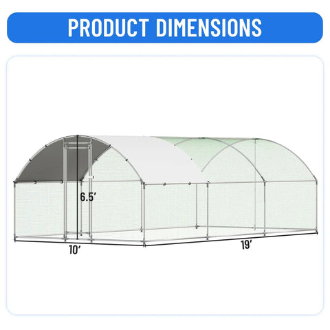 Diagram of Spacious Walk In Dome Roof Chicken Coop With Run For Backyard Ducks And Rabbits With A Galvanized Heavy Duty Steel Frame